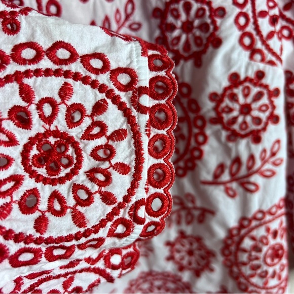 Boden Red Embroidered Eyelet Top Size 4R - Picture 9 of 12